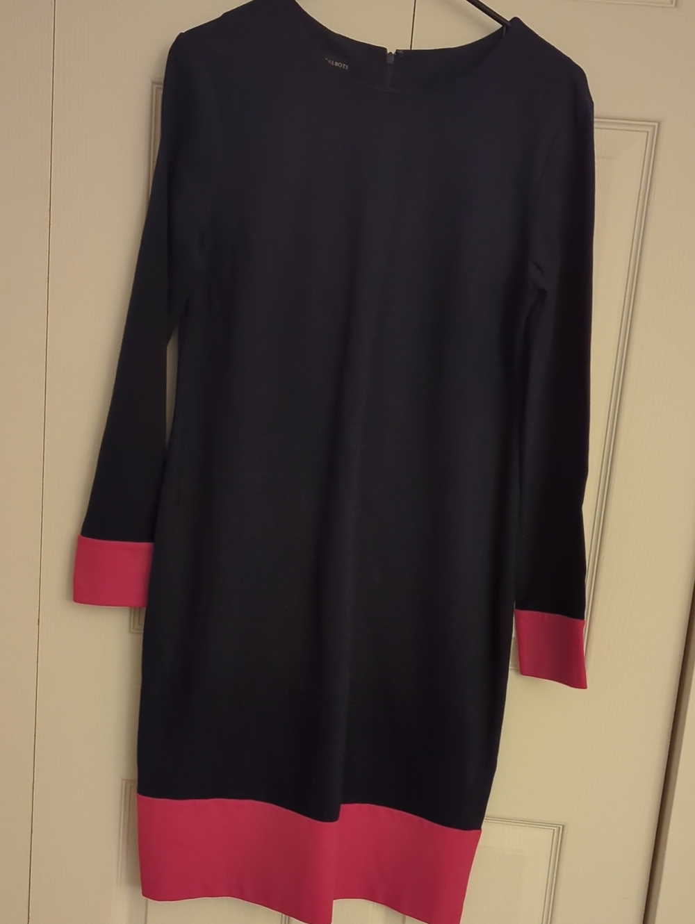 Women’s Navy Shift Dress with Raspberry Pink Trim